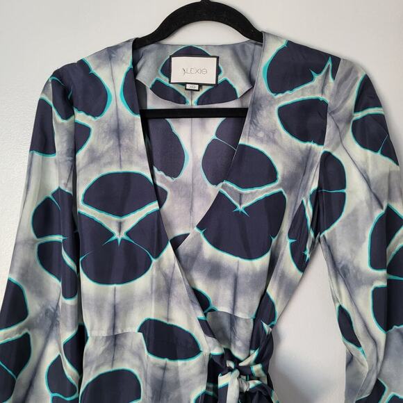 NWOT Alexis Titus Kalani Silk Ocean Print Flounce Wrap Camisole Maxi Dress XS - Picture 10 of 15